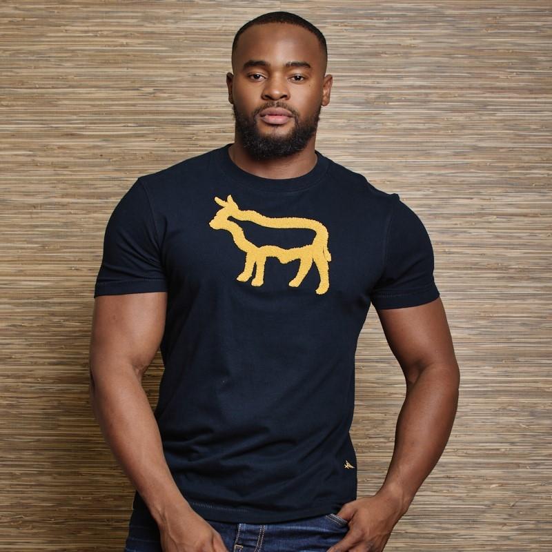 Nguni Towelling Outline Crew Tee - Midnight