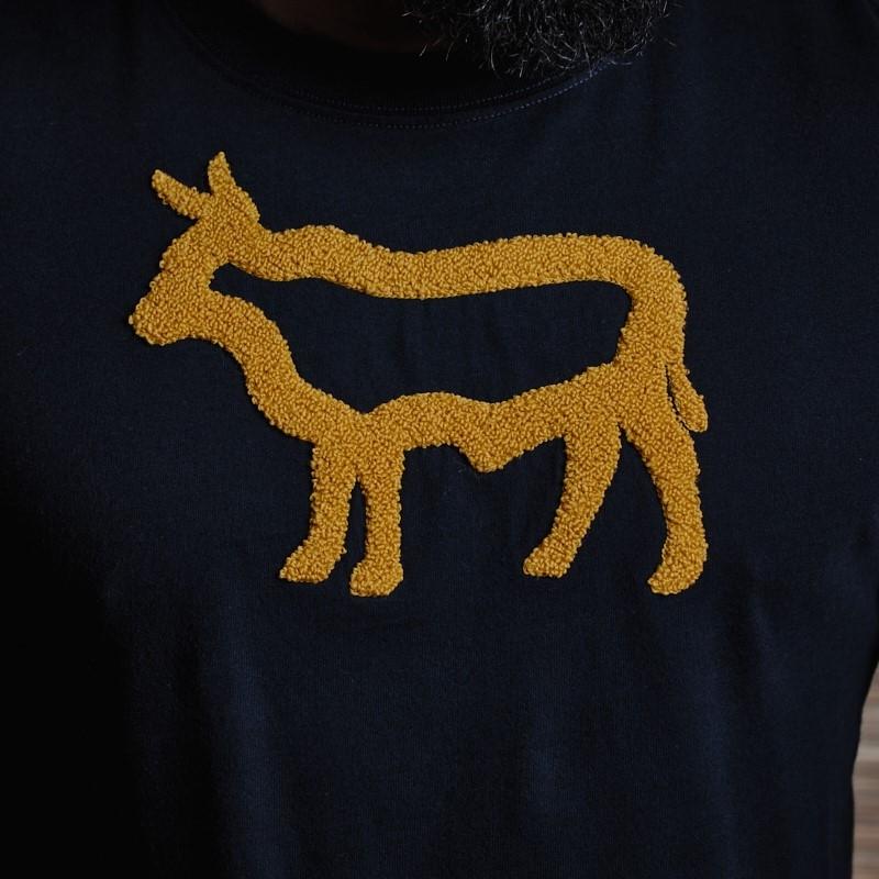 Nguni Towelling Outline Crew Tee - Midnight