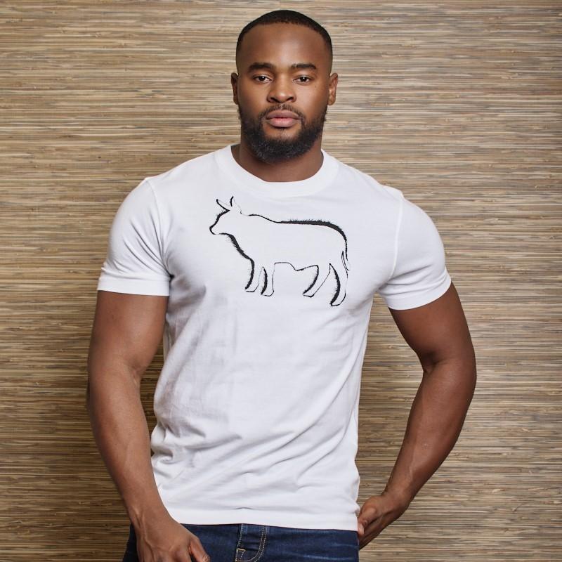 Nguni Hide Outlined Crew Tee - Pelican