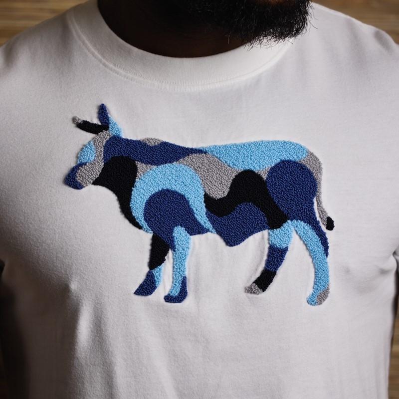 Nguni Towelling Infill Crew Tee - Pelican