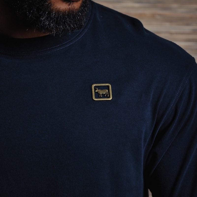 Antique Brass Nguni Relaxed Fit Crew Tee  - Midnight