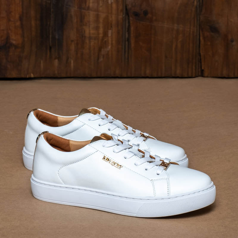 Kingsley Heath S Metal Trim Overlay Sneaker White/Gold/White