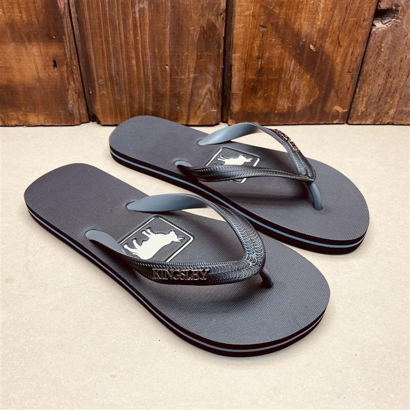 Kingsley Heath Square Nguni Logo Flip Flop - Black