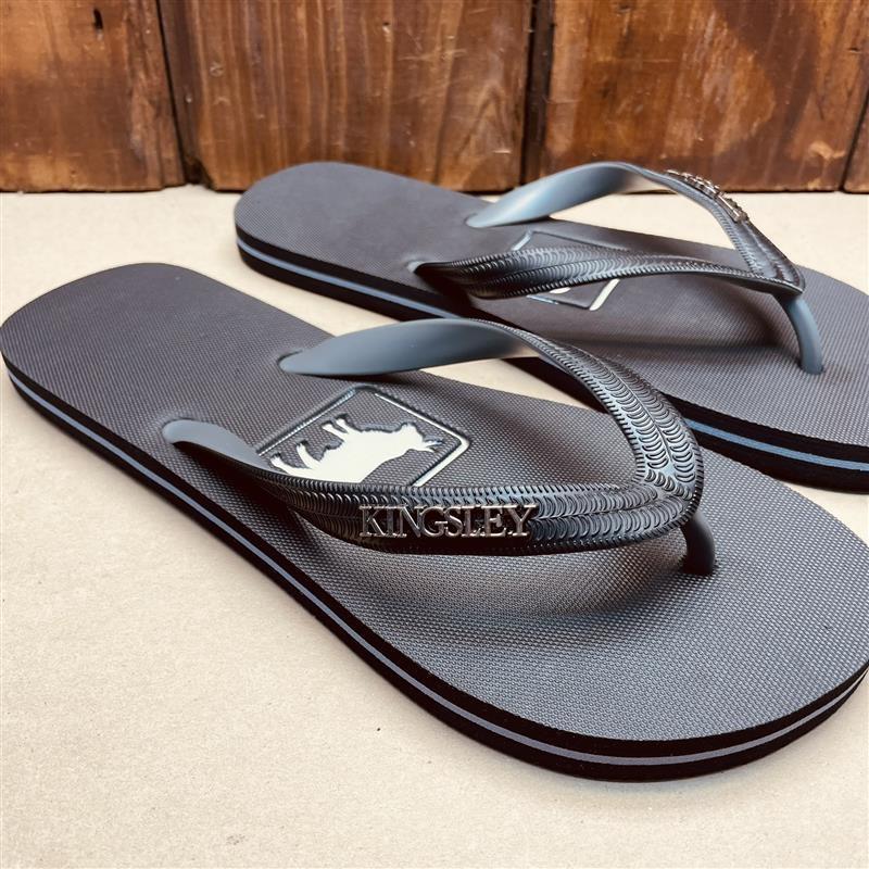 Kingsley Heath Square Nguni Logo Flip Flop - Black