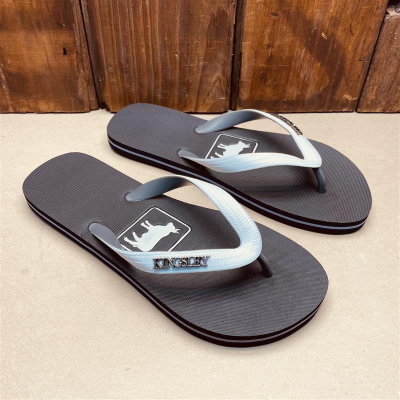 Kingsley Heath Square Nguni Logo Flip Flop- White