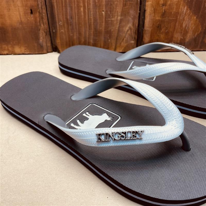 Kingsley Heath Square Nguni Logo Flip Flop- White