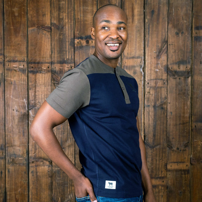 Colourblock Panel Henley Midnight