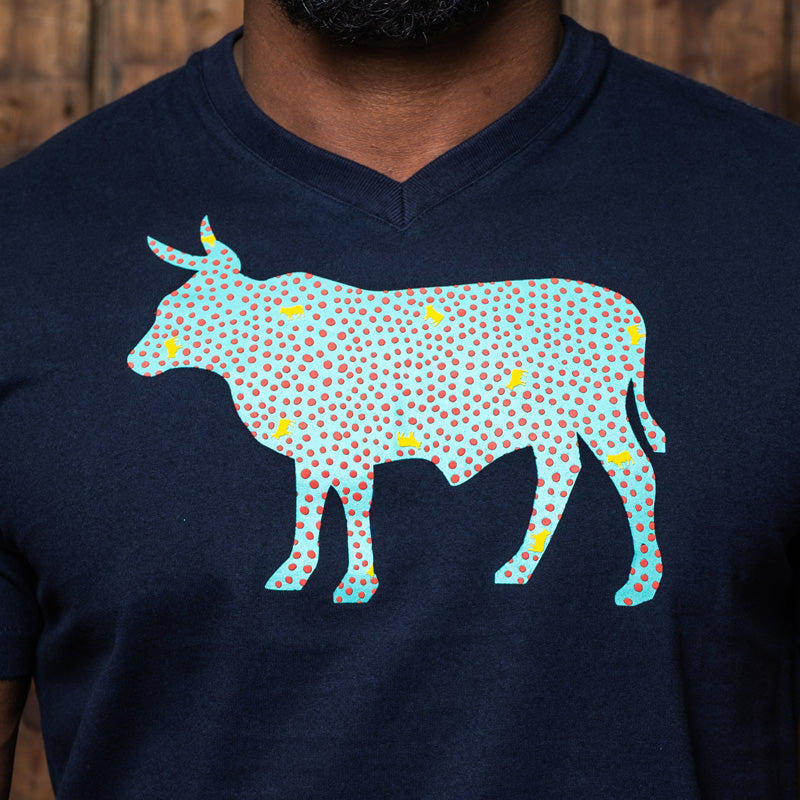 Gone Dotty Nguni V-Neck Tee Midnight