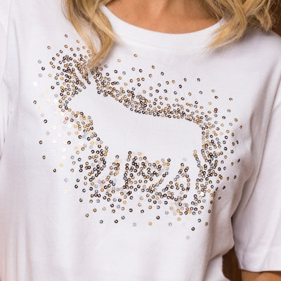 Sequin Cut-Out Regular Crew Tee Pelican