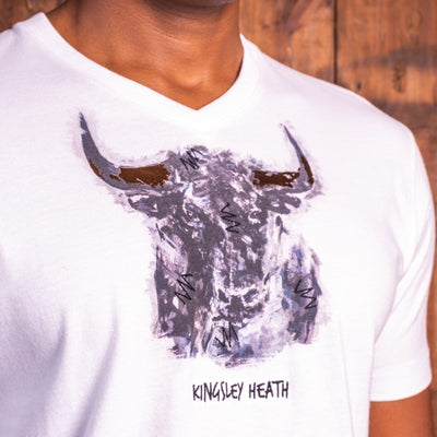 Abstract Charging Bull V-Neck Tee Pelican