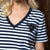 Glitzy Nguni Striped V-Neck Shabby Tee Midnight