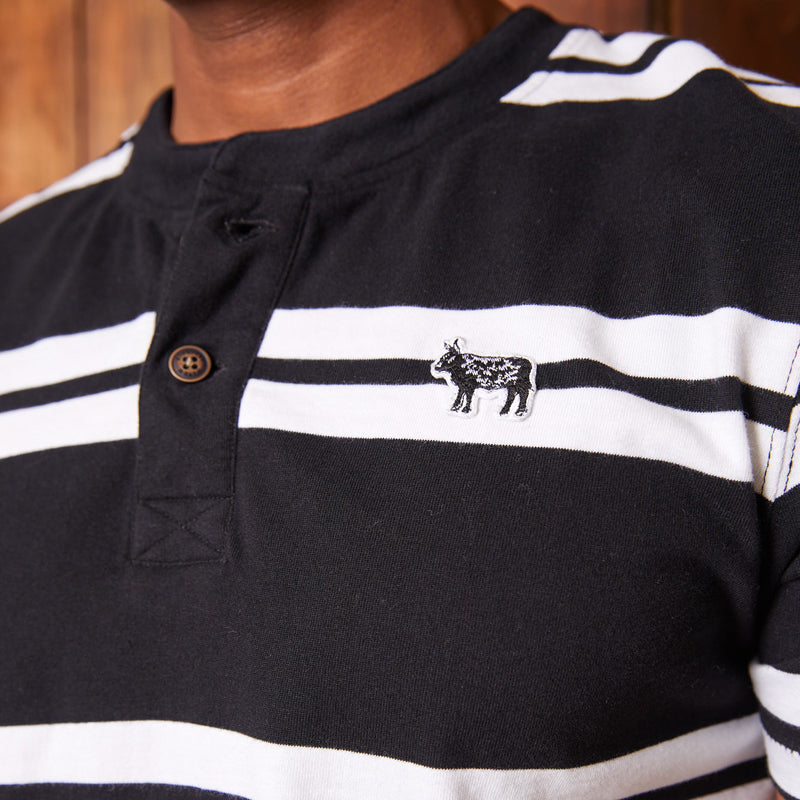 African Luxury Striped Henley Mamba