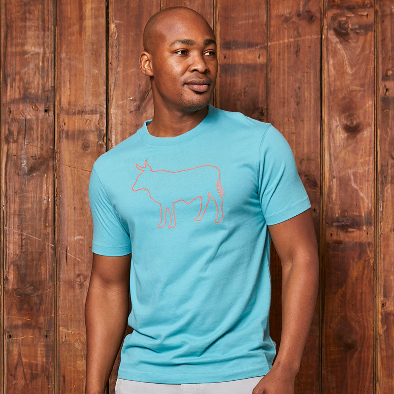 Two Tone Outline Crew Tee Aqua