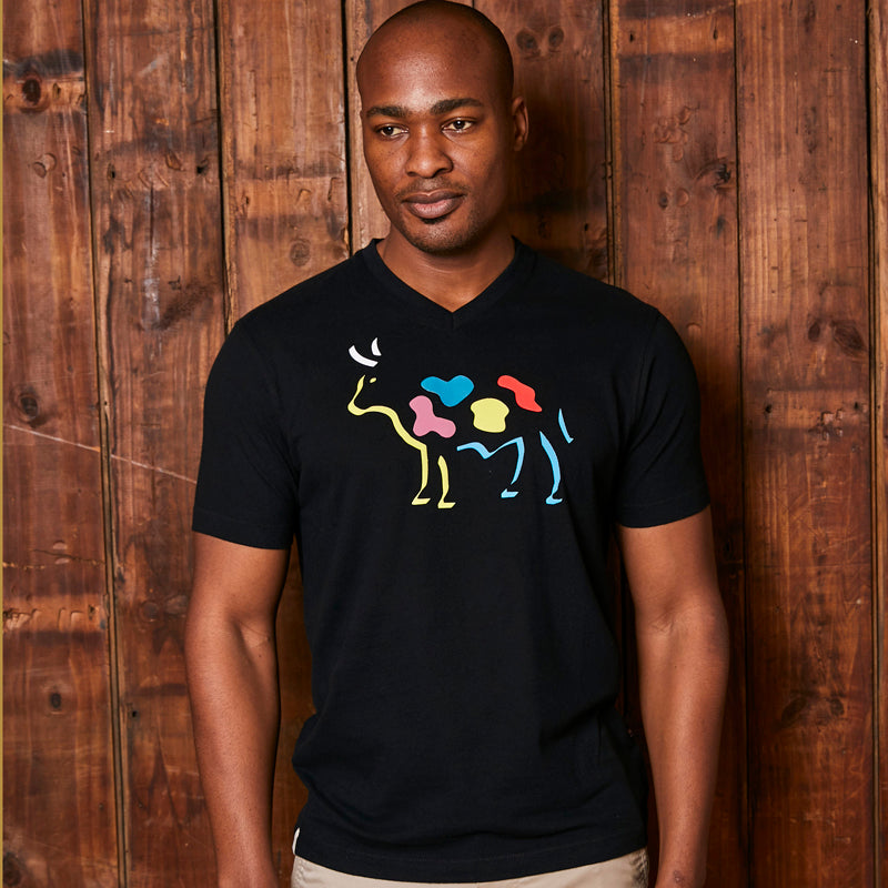 Abstract Nguni V-Neck Mamba Tee
